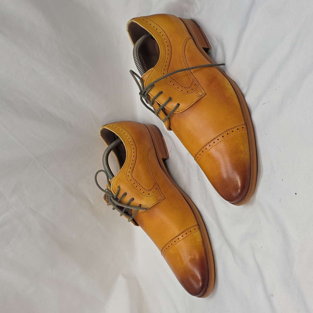 Alipasinm Distressed Sienna Walnut Men's 9.5 Leather CapToe Oxfords Guc